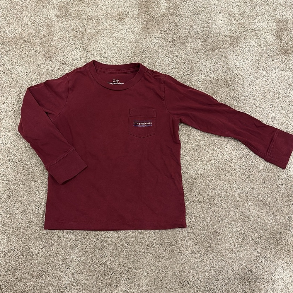 Maroon Vineyard Vines Boys Long Sleeve Tshirt (4T)